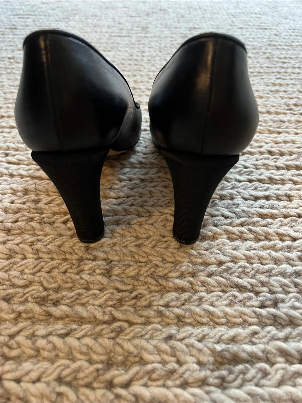 CHANEL Black Pumps with Pearl Button Detail - size 36-1/2